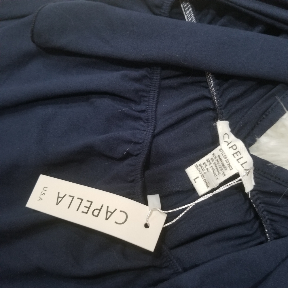 CAPELLA New!! Dark Blue Sleeveless Stretch Jumpsuit Size L, Cut in the front. - Picture 14 of 14